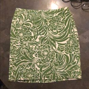 Loft green pattern skirt